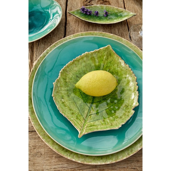 Riviera zöld agyagkerámia tányér, 15 x 17 cm - Costa Nova-image-1