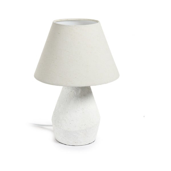 Fehér asztali lámpa textil búrával (magasság 43 cm) Noara – Kave Home