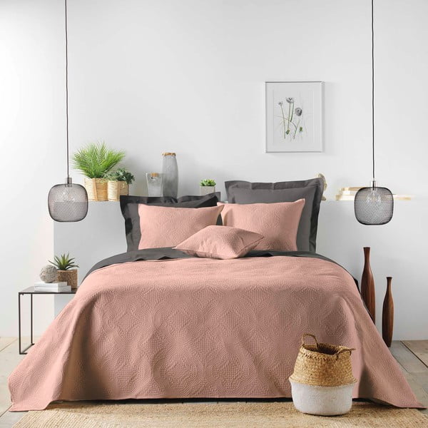 Rózsaszín mikroszálas ágytakaró 220x240 cm Romane – douceur d'intérieur