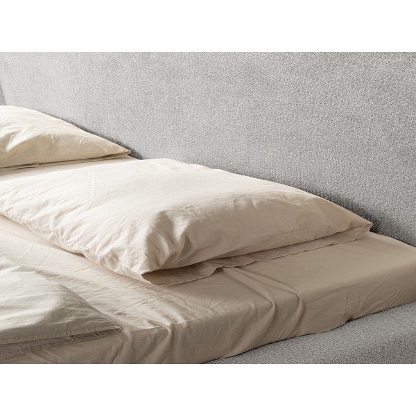 Világosszürke kárpitozott franciaágy ágyráccsal 180x200 cm Makana – Makamii-image-4