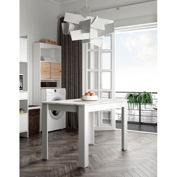 Fehér étkezőasztal márvány dekoros asztallappal 110x70 cm Nice - TemaHome -image-1