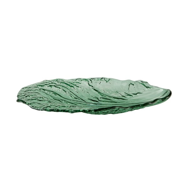 Zöld üveg szervírozó tányér, 28 x 18 cm - Bahne & CO