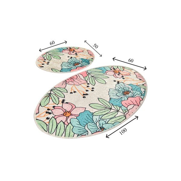 Pastel Bloom 2 db-os ovális fürdőszobai kilépőszett - Foutastic-image-2