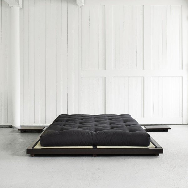 Dock Double Latex Black/Black borovi fenyőfa franciaágy matraccal és tatamival, 160 x 200 cm - Karup Design-image-1