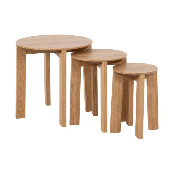 Kerek tárolóasztal szett 3 db-os, tölgyfa dekorral ø 50 cm Maxime - Actona-image-2