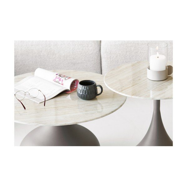 Khaki kerek dohányzóasztal üveg asztallappal ø 70 cm Pienza – House Nordic-image-3