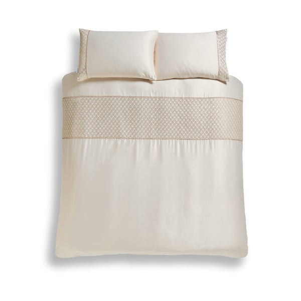 Bézs kétszemélyes mikroszatén ágyneműhuzat 200x200 cm Deco Sequin – Catherine Lansfield-image-2