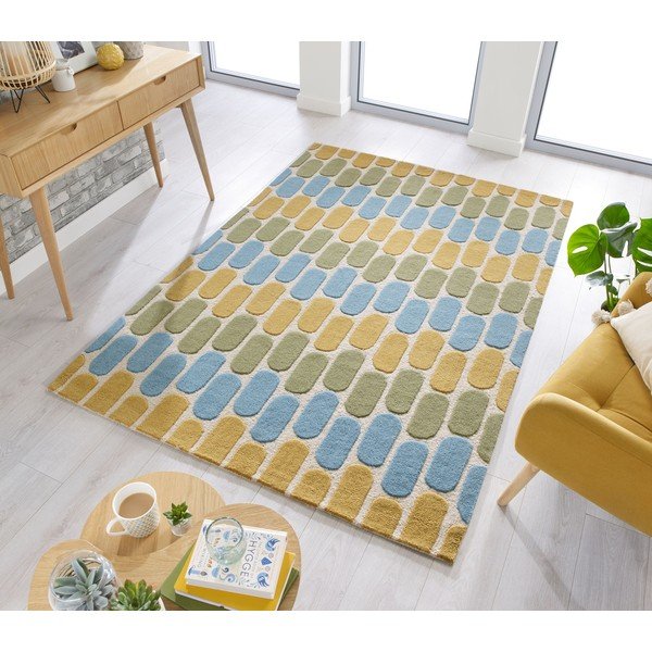 Fossil sárga-zöld gyapjú szőnyeg, 160 x 230 cm - Flair Rugs-image-4