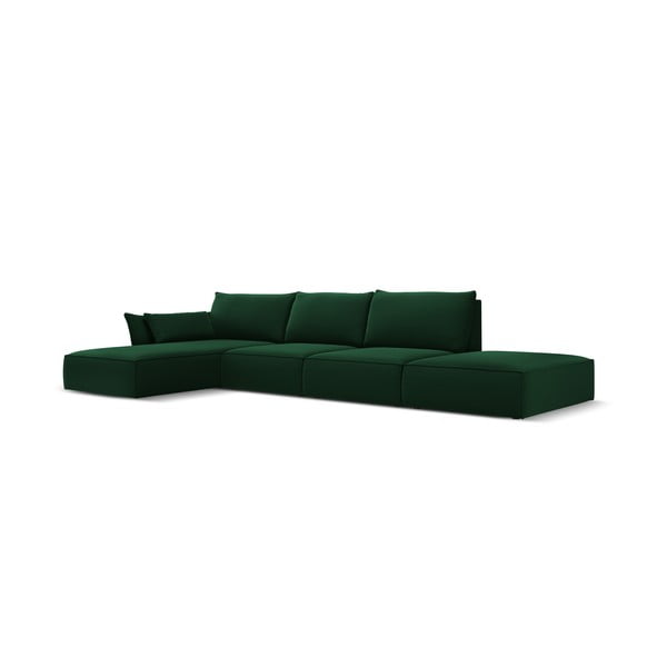 Sötétzöld bársony sarokkanapé (bal oldali-heverő résszel) Vanda – Mazzini Sofas-image-2