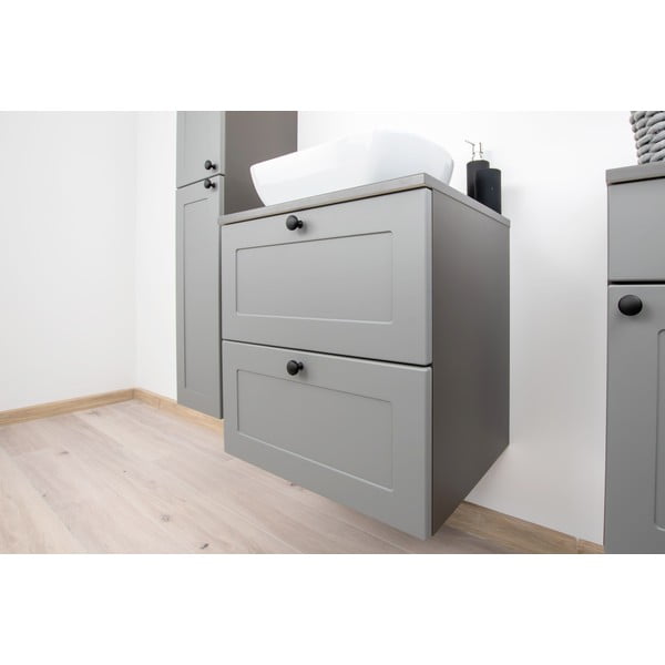 Szürke alacsony fali mosdó alatti szekrény 61,5x60 cm Senja – STOLKAR-image-2