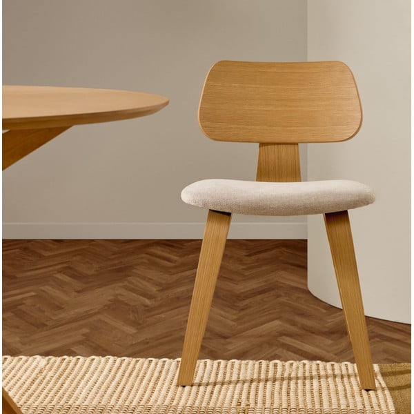 Bézs-natúr színű étkezőszék tölgyfa dekorral Gena – Kave Home-image-1