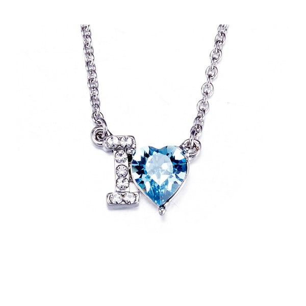 I Love You nyaklánc kék kristályokkal - Swarovski Elements Crystals