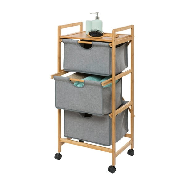 Szürke-barna bambusz fürdőszobai polcos állvány 44x96 cm Bahari – Wenko-image-3