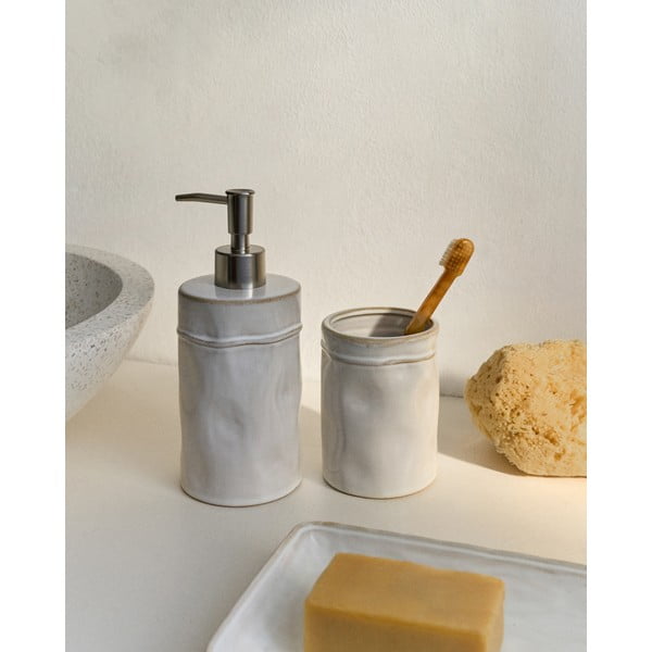 Krémszínű kerámia fogkefetartó pohár Savel – Kave Home-image-1