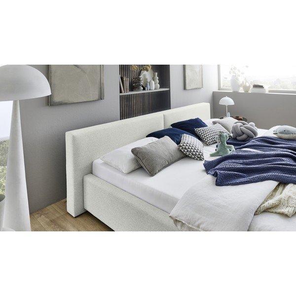 Fehér kárpitozott ágyneműtartós franciaágy ágyráccsal 200x240 cm Cube – Meise Möbel-image-3