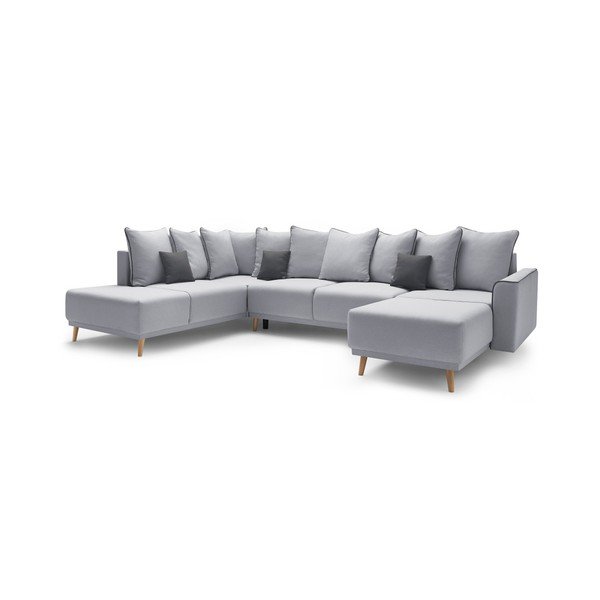 Panoramique XXL Mola szürke kinyitható U alakú kanapé, jobb oldali kivitel - Bobochic Paris-image-3