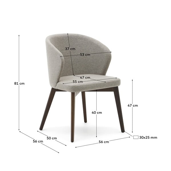 Bézs kárpitozott étkezőfotel Darice – Kave Home-image-4