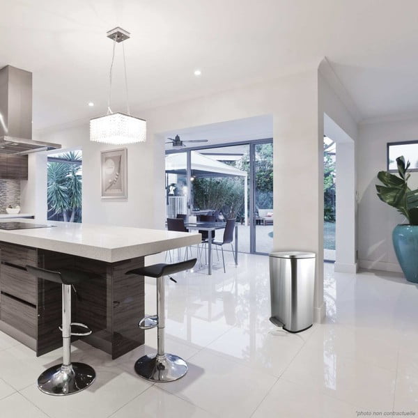 Matt ezüstszínű acél pedálos szemetes 50 l   Akira – Spirella-image-1