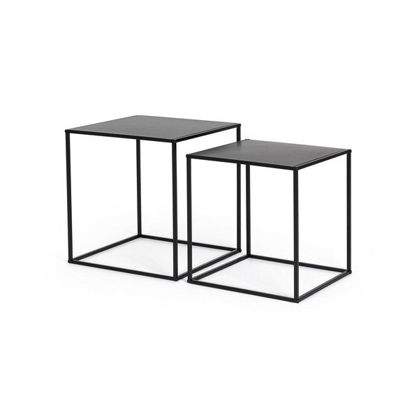 Fekete fém dohányzóasztal szett 2 db-os 38x38 cm Alrik – Yes Everyday