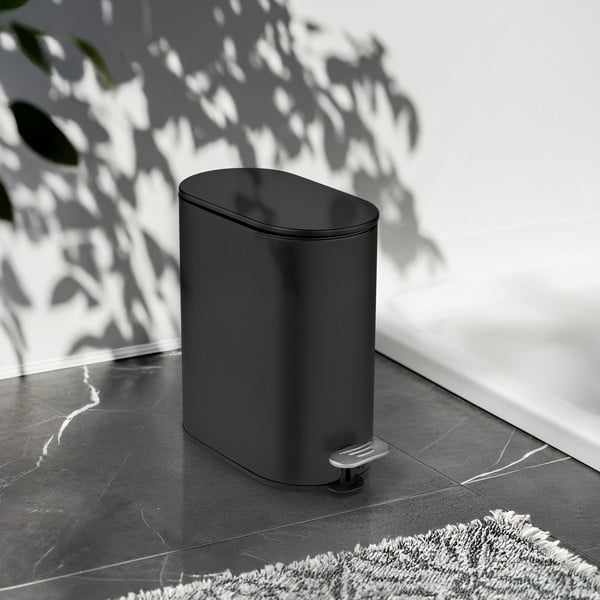 Matt fekete acél pedálos szemetes 5 l Collungo – Wenko-image-1