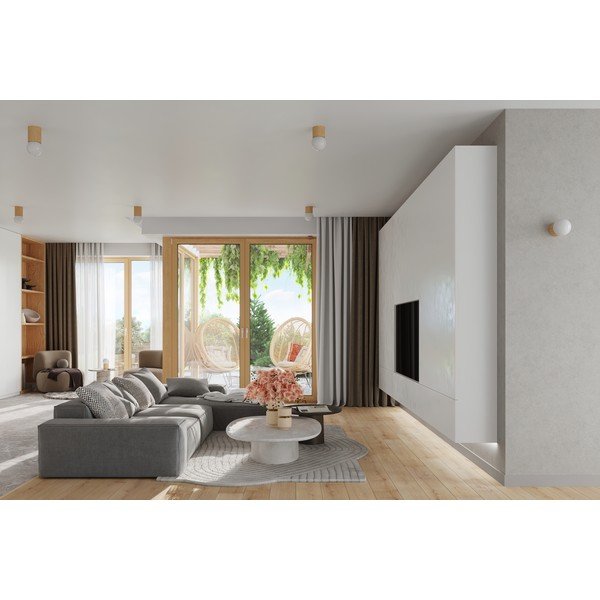 Fehér-natúr színű mennyezeti lámpa üveg búrával ø 12 cm Surtur – Sollux-image-4