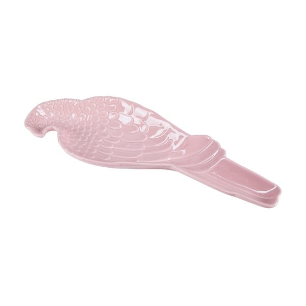 Papagáj alakú rózsaszín kerámia tányér, 29,5 x 10 cm - Miss Étoile