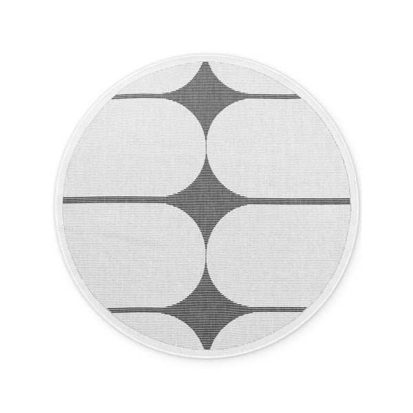 Fekete-fehér kerek kültéri-beltéri szőnyeg ø 160 cm Duet Bowen – NORTHRUGS