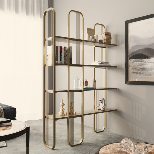 Aranyszínű polcos állvány borovi fenyő dekorral 125x180 cm Sierra – Kalune Design-image-1