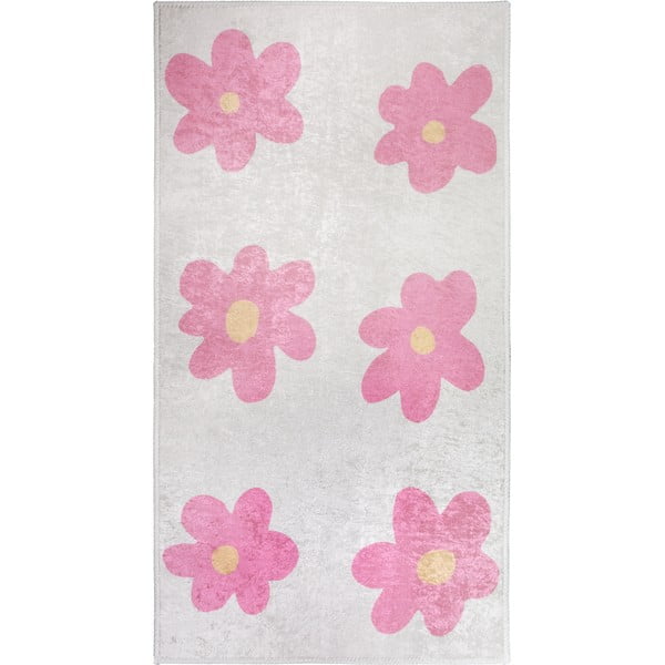 Rózsaszín-elefántcsont színű mosható gyerek szőnyeg 160x230 cm Cute Flowers Pink – Vitaus