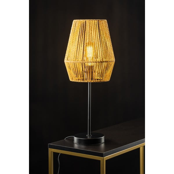 Fekete-natúr színű asztali lámpa fonott nád búrával (magasság 55 cm) Eranko – GTV-image-1