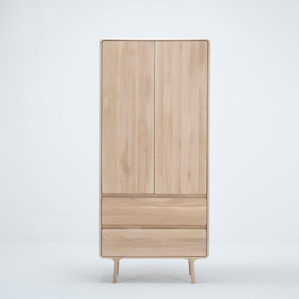 Fawn tömör tölgyfa ruhásszekrény 2 fiókkal - Gazzda-image-3