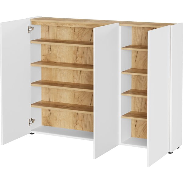 Fehér szekrény tölgyfa dekorral 138x105x25 cm Libbiano – Germania-image-2