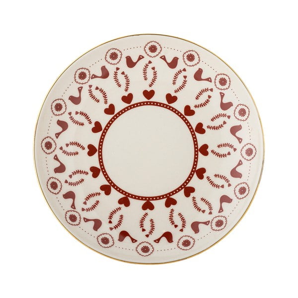 Krémszínű agyagkerámia desszertes tányér karácsonyi mintával ø 16 cm Jolly – Bloomingville