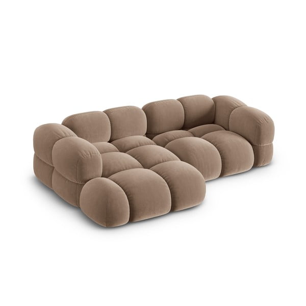 Barna bársony sarokkanapé (bal oldali-heverő résszel) Loretto – Cosmopolitan Design-image-2