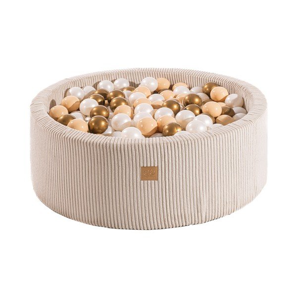 Krémszínű kordbársony labdamedence ø 90x30 cm Montessori – Meowbaby