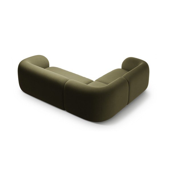 Zöld bársony sarokkanapé (bal oldali-L alakú) Kate – Micadoni -image-2