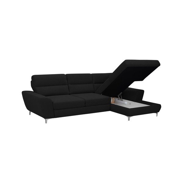 Omega fekete kinyitható sarokkanapé, jobboldali - Windsor & Co Sofas-image-4