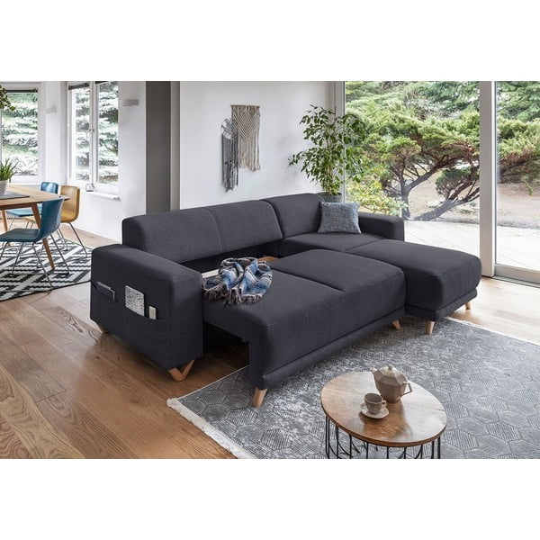 Antracitszürke kinyitható-tárolóhelyes sarokkanapé Classy Sophie – Miuform-image-4