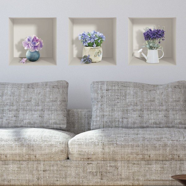 Purple Bouquets 3 db-os 3D falmatrica szett - Ambiance-image-1