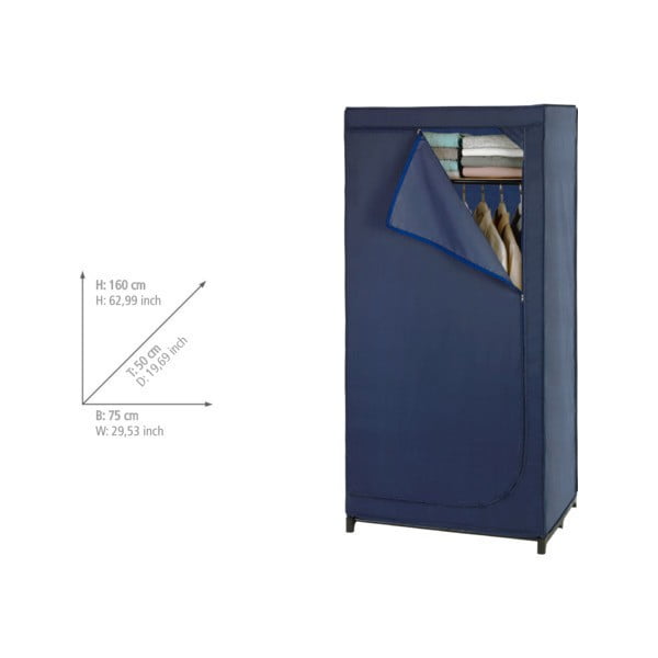 Business kék szövet tárolószekrény, magasság 160 cm - Wenko-image-1