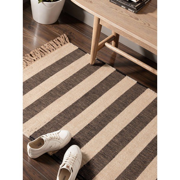 Fekete-krémszínű kétoldalas-kézi szövésű juta futószőnyeg 80x200 cm Playa – Hanse Home-image-2