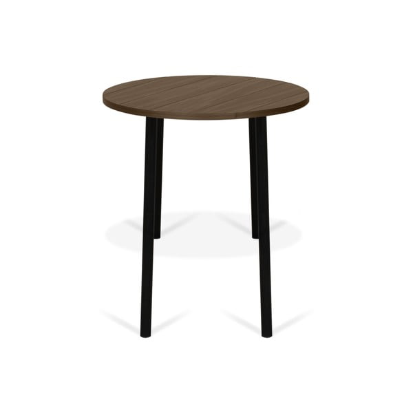 Dohányzóasztal diófa dekoros asztallappal és fekete lábakkal ø 50 cm Ply - TemaHome