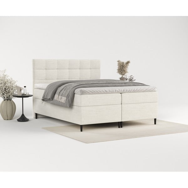 Krémszínű ágyneműtartós boxspring ágy 140x200 cm Urbaneo – Maison de Rêve-image-4