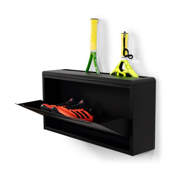 Fekete fém billenő ajtós-függő cipőtartó 76x38x18 cm Sportiva – Spinder Design-image-4