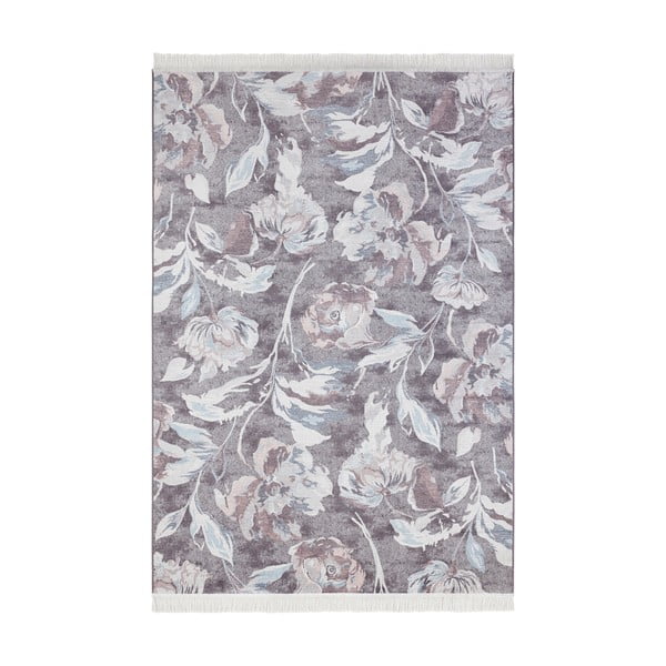 Contemporary Flowers szürke pamutkeverék szőnyeg, 95 x 140 cm - Nouristan