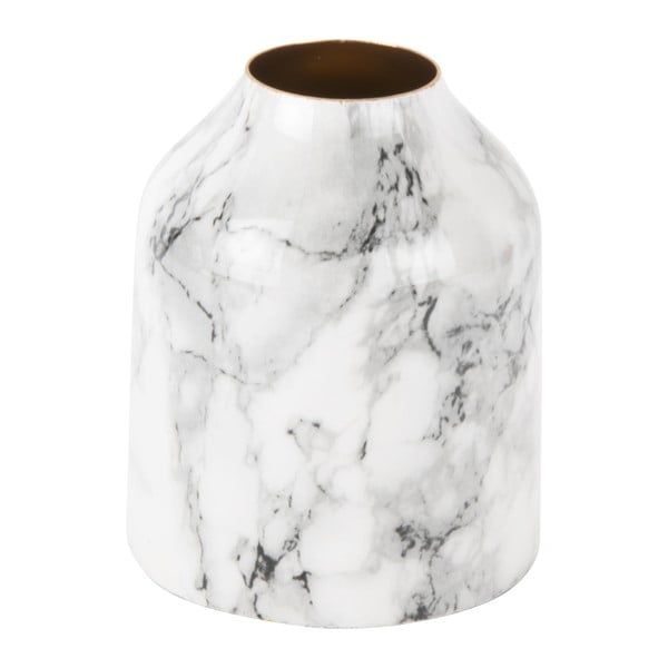 Marble fehér-fekete vas váza, magasság 10 cm - PT LIVING