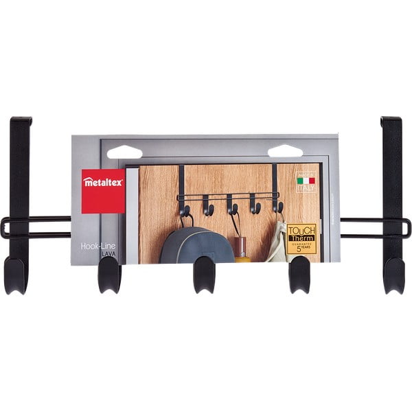 Fekete fém ajtófogas 38 cm Lava – Metaltex-image-2