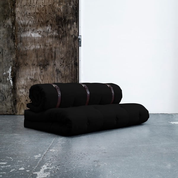 Buckle Up Black állítható kanapéágy, bőrpántokkal - Karup