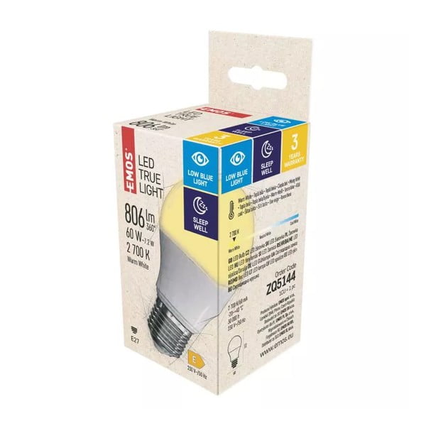 Meleg színű LED izzó E27, 7 W – EMOS-image-1