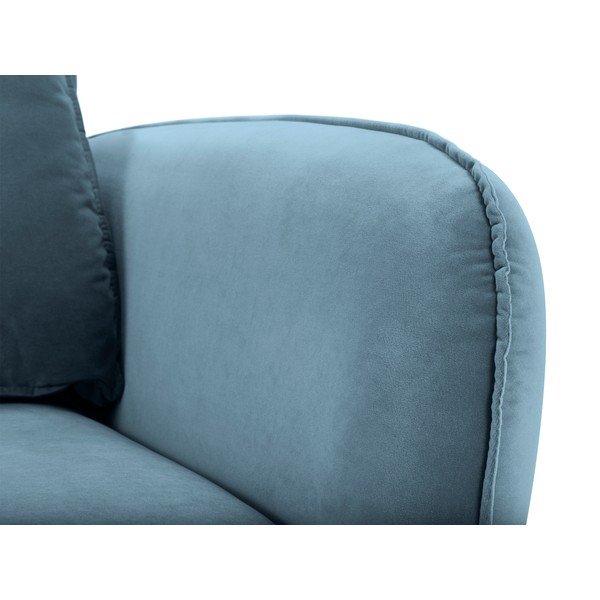 Lento világoskék bársony fotel fekete lábakkal - Kooko Home-image-3